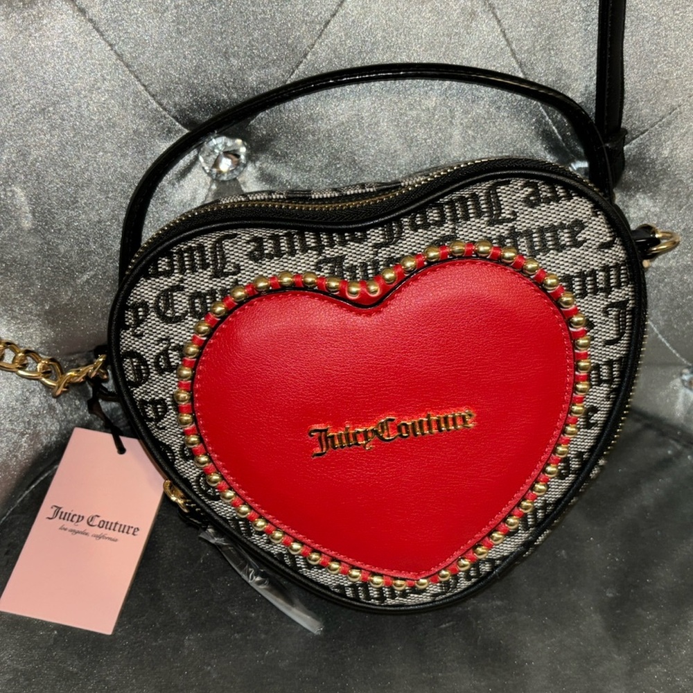 NWT Juicy Couture Black Beige Love Never Dies Mini Tote Crossbody Purse